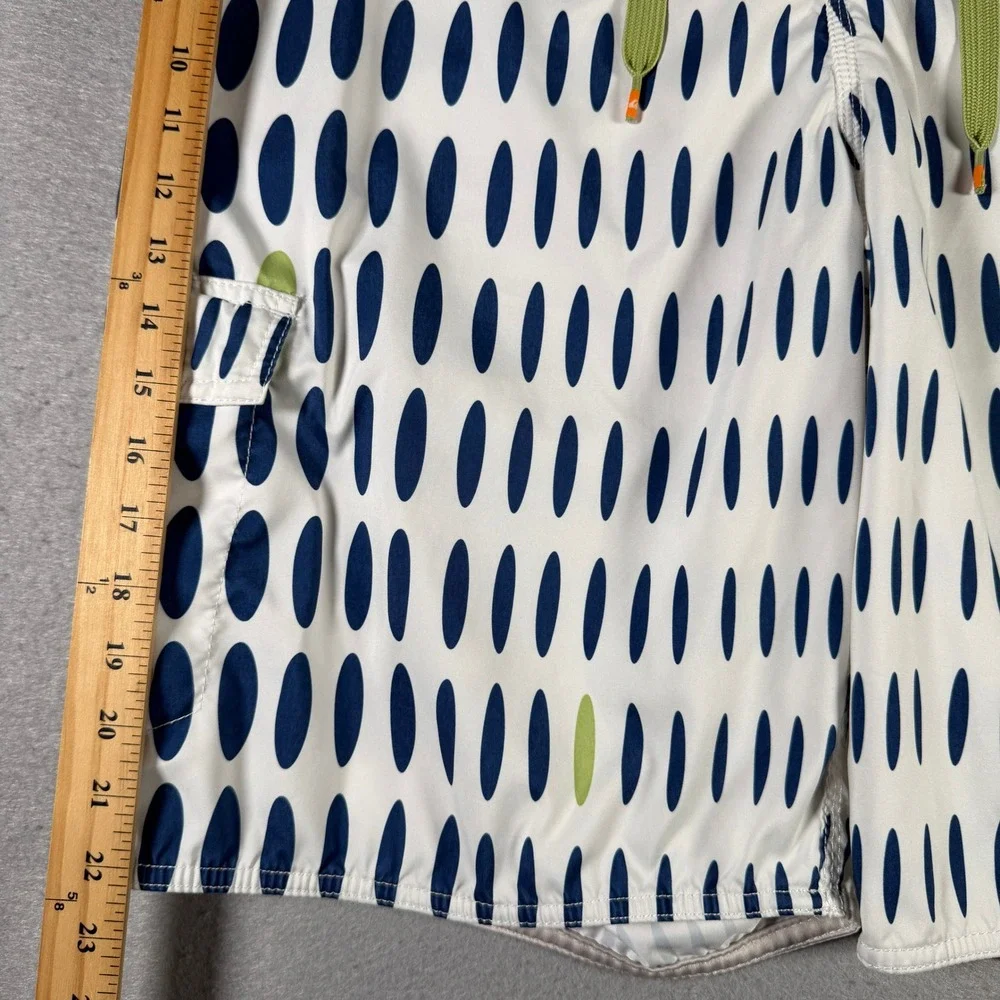 Quiksilver Mens White Navy Blue Lime‎ Green Oval Print Board Shorts 36 A501407